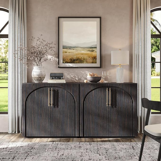 Sideboard Cabinet with Fluted Doors, Adjustable Shelves, Modular Coffee Bar by MorganBrig