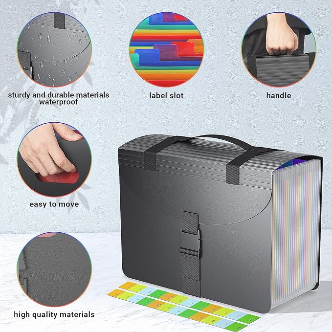 File Organizers with Handle, 25 Pockets Accordion File Organizer, Portable - Image 4