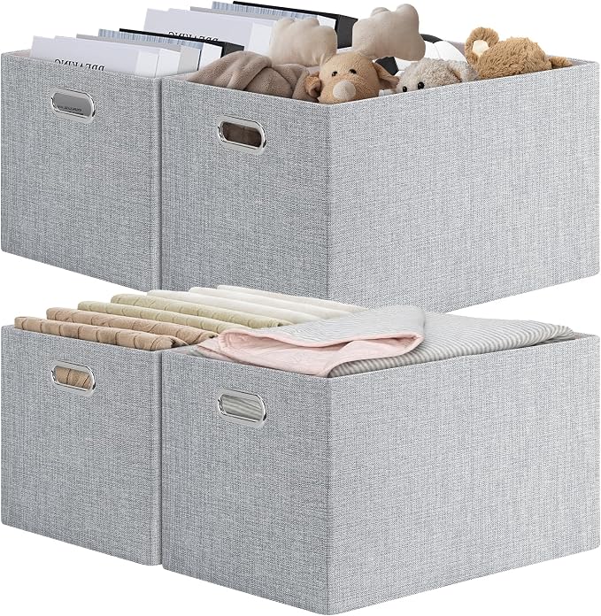 Posprica Closet Organizers and Storage, 4 Pack Large Linen Storage Bins by Posprica