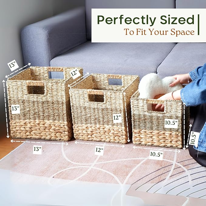 12x12 Storage Cube Bins Wicker Storage Basket - Image 4