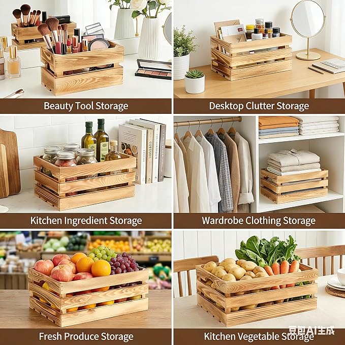 Set of 6 Decorative Wood Crates - Image 6