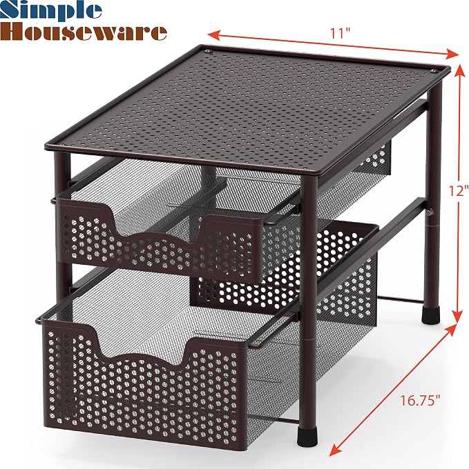 Simple Houseware Stackable 2 Tier Sliding Basket Organizer Drawer - Image 3