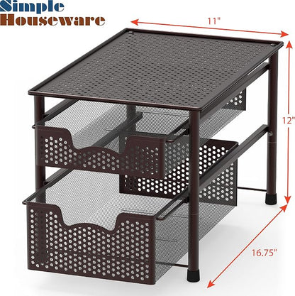 Simple Houseware Stackable 2 Tier Sliding Basket Organizer Drawer - Image 3