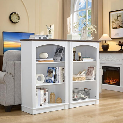White Bookshelf, 3 Tier Bookcase and Kids Bookshelf, Small Storage Cabinet - Image 5