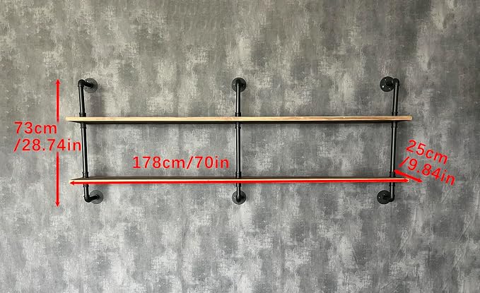 HDDFER Floating Shelves Wall Bookshelf Industrial Pipe Shelving Shelves Real - Image 2