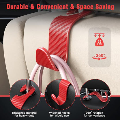 Amooca Car Seat Headrest Hook 4 Pack Hanger Universal Vehicle Car Storage - Image 5
