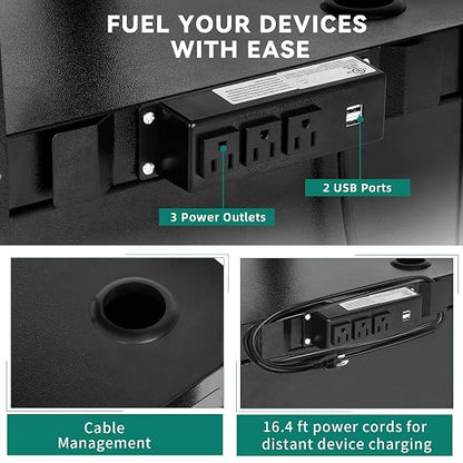 YITAHOME Rolling AV Cart with Wheels & Locking Cabinet, Keyboard Tray & 16.4ft - Image 2