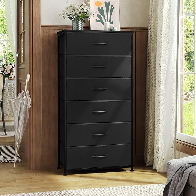 Tall 6-Drawer Wide Fabric Storage Tower Dresser - Image 6