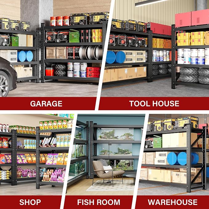 71.3" Wide Heavy Duty Garage Shelving Units, 5000LBS Deep Storage Shelves - Image 5