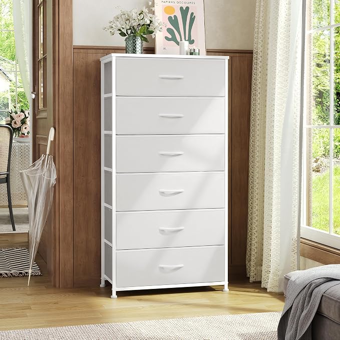 Tall 6-Drawer Wide Fabric Storage Tower Dresser - Image 9
