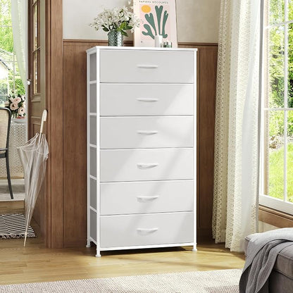 Tall 6-Drawer Wide Fabric Storage Tower Dresser - Image 9