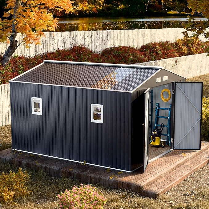 10x12 FT Outdoor Metal Storage Shed by WELYAS