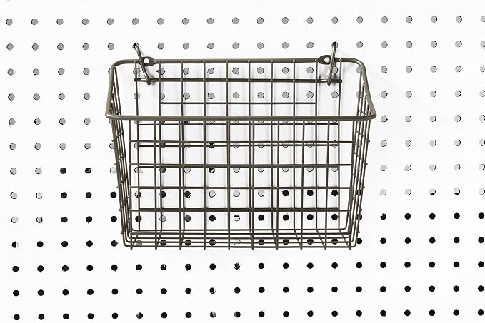 Spectrum Large Wire Basket Pegboard Wall Organizer Metal Pegboard Storage Bin - Image 11