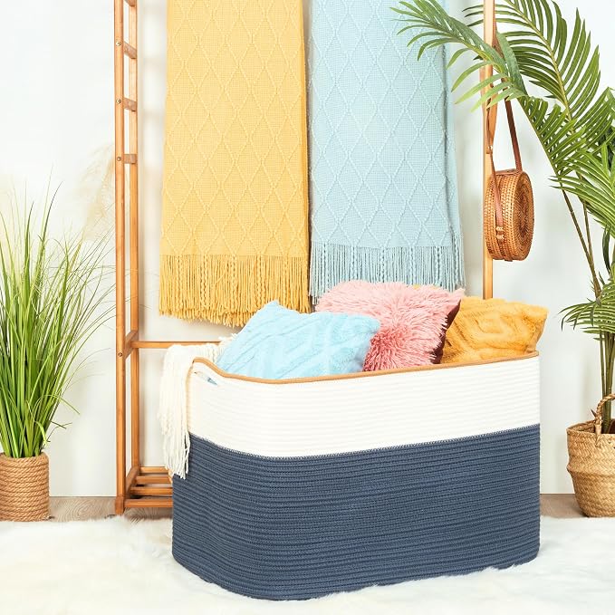 MINTWOOD Design 112L Extra Large Blanket Basket Holder Living Room, Dog Toy - Image 2