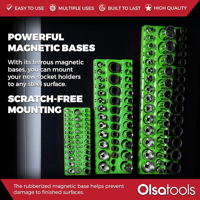 Olsa Tools Magnetic Socket Organizer | 6pc Socket Holder Kit | 1/2-Inch - Image 4