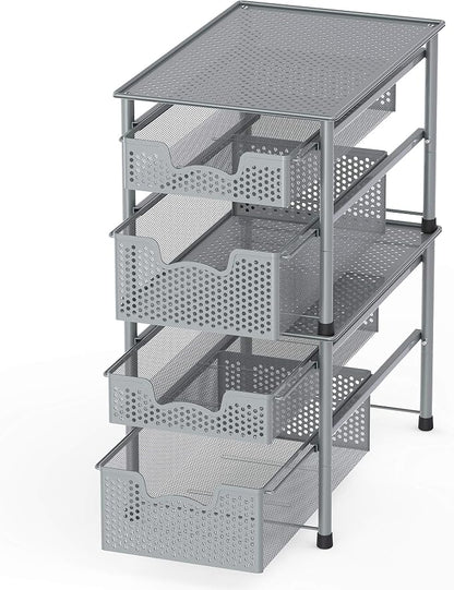 Simple Houseware Stackable 2 Tier Sliding Basket Organizer Drawer - Image 4