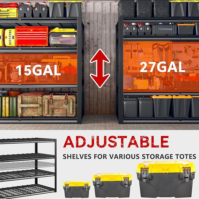 REIBII 60" W Garage Shelving, 4 Tier Storage Shelves Heavy Duty, 2500LBS - Image 5