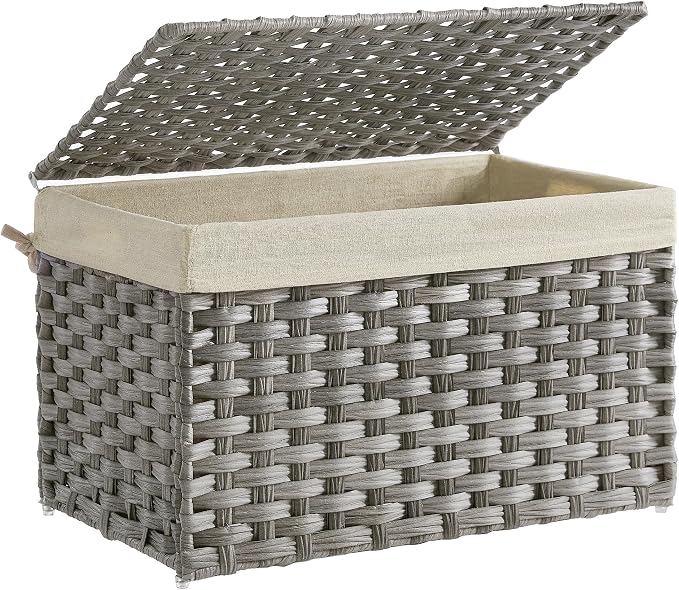 SONGMICS Storage Basket with Lid, Woven Blanket Storage Bin with Handles by SONGMICSbySONGMICSHOME