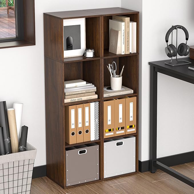 4Cube Storage Organizer, 4 Tier Cube Low Bookcase Freestanding Storage Display - Image 2