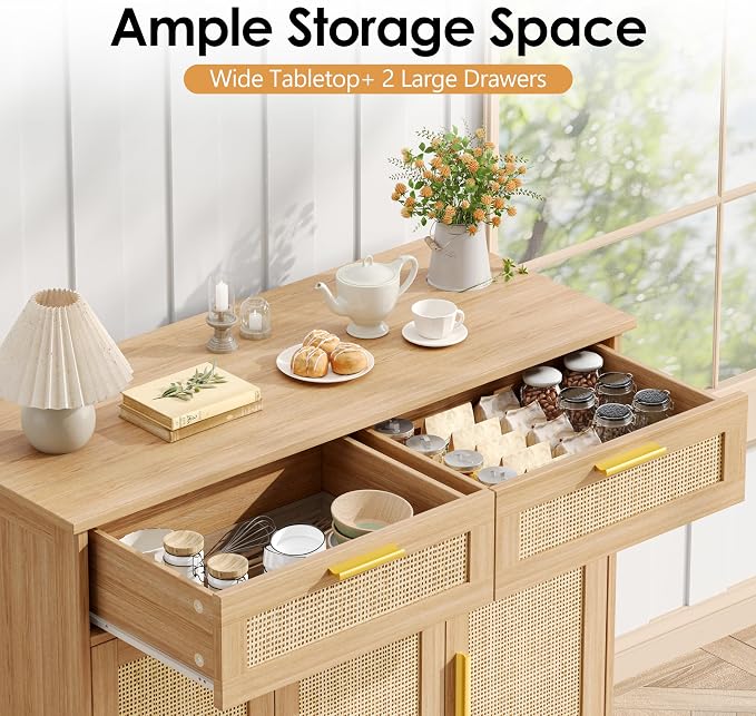 Akxomel Rattan Sideboard Buffet Cabinet - Image 8
