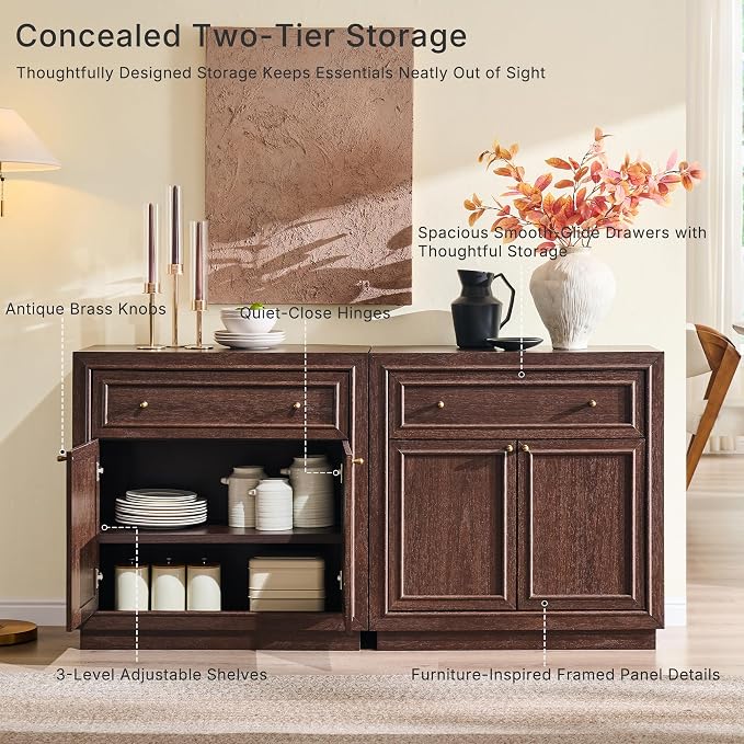 ACCOHOHO Modern Farmhouse Buffet Cabinet, Modular Storage Cabinet - Image 5