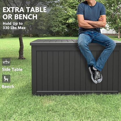 230 Gallon Large Resin deck box Waterproof, Outdoor Storage Bench, Patio - Image 2