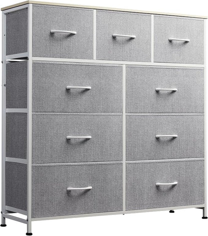 WLIVE Tall Dresser for Bedroom, 9 Drawer Chest of Drawers, Light Grey | 9 roomy by WLIVE