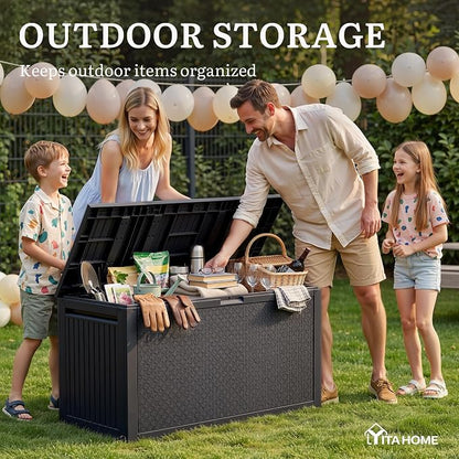 YITAHOME 95 Gallon Outdoor Storage Deck Box, Waterproof Resin Deck Box w/Handles - Image 5