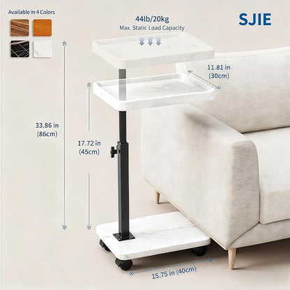 C Table End Table Adjustable Height, 360°Swivel TV Tray Table - Image 3