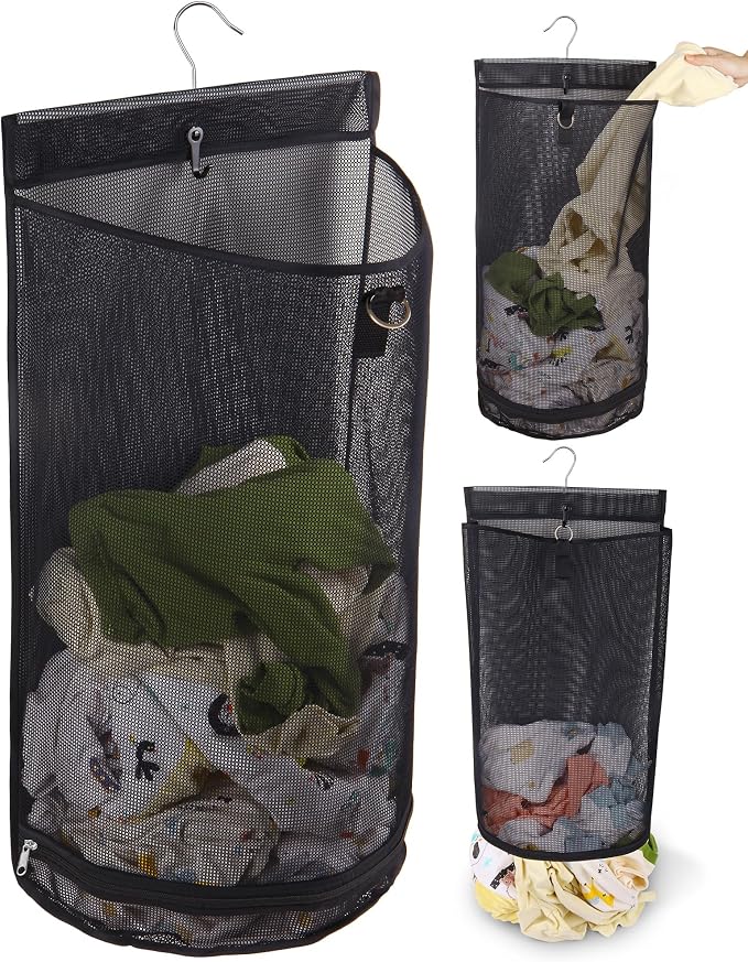 Hanging Collapsible Mesh Laundry Hamper by GUMQDD