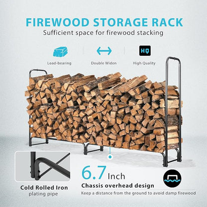 VIVOHOME 8ft Heavy Duty Indoor Outdoor Firewood Storage Log Rack - Image 3