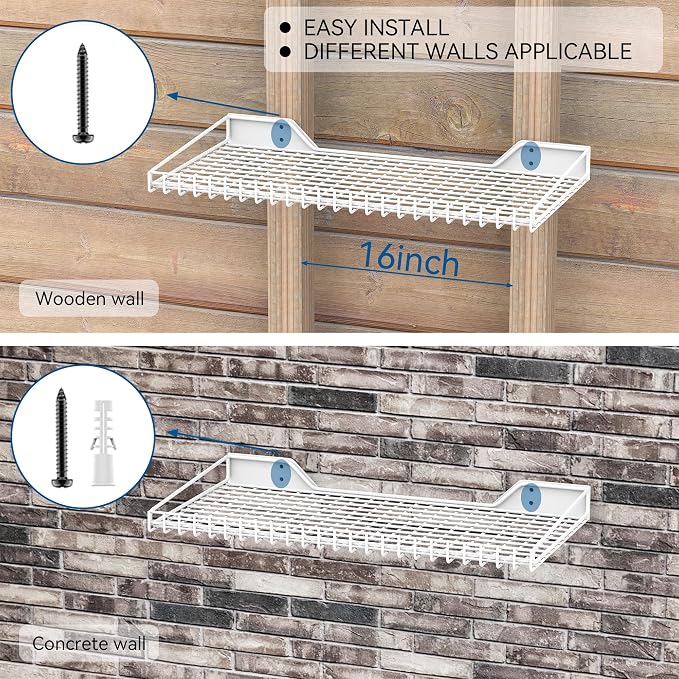 Wallmaster Heavy Duty Garage Wall Shelving 2 Pack 23.6"x11.8" Metal Wire - Image 5