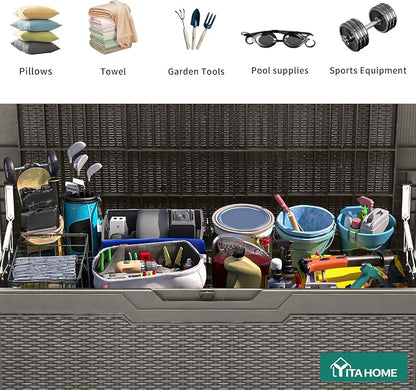 YITAHOME 100 Gallon Outdoor Storage Box, Large Water Resistant Resin Deck Box - Image 4