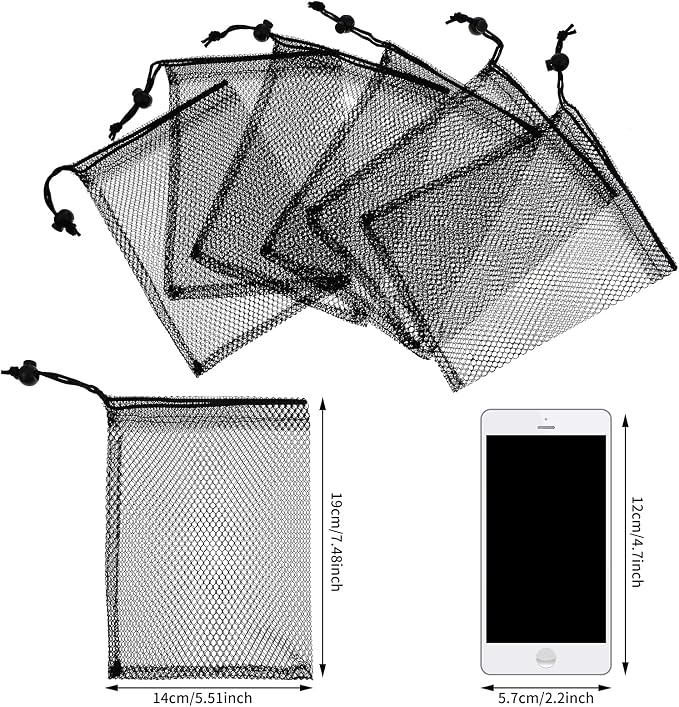 TecUnite 10 Pcs Mesh Bags Drawstring Laundry Bags Large Nylon Mesh Gift - Image 2