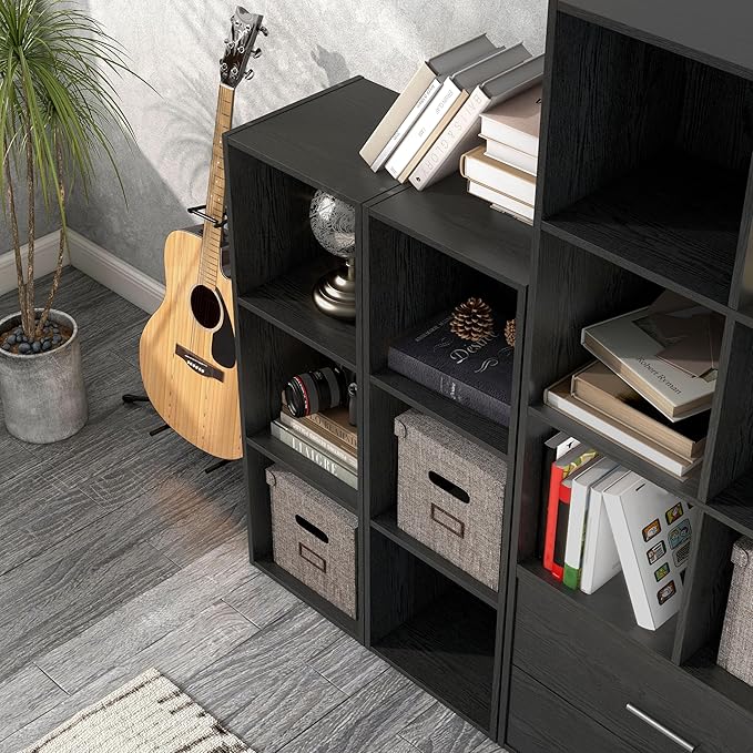 Homes: Inside + Out Apexa 3-Cube Storage Organizer Shelves, Stackable Wood - Image 2