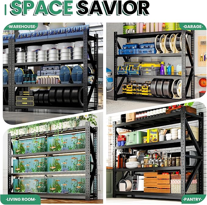 4-Tier Heavy Duty Garage Shelving, Industrial Shelving - Image 8