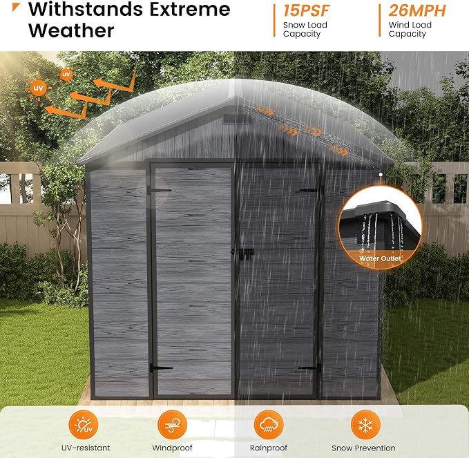 UDPATIO Outdoor Resin Storage Shed 8 x 10 FT, Plastic Storage Shed - Image 3