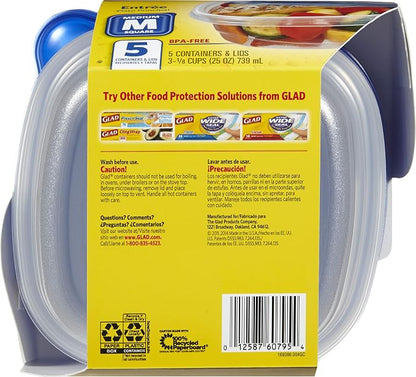GladWare Entree Food Storage Containers, Medium Square Holds 25 Ounces of Food - Image 9
