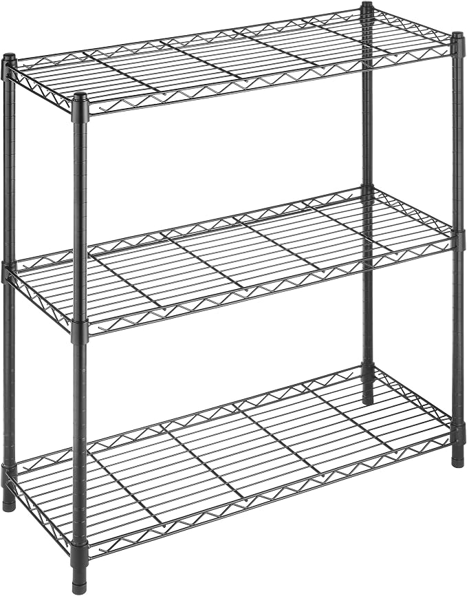 Whitmor 3 Tier Shelving Unit, Metal Storage Shelves, 400 lbs Capacity per Shelf by Whitmor