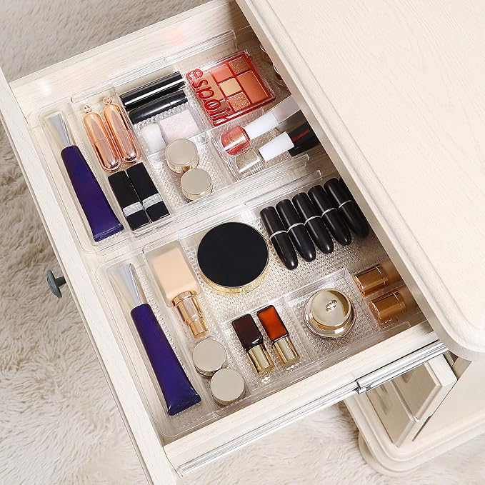 Oubonun Expandable Drawer Organizer 11.1” to 19.2” Width, Shallow Cosmetic - Image 7