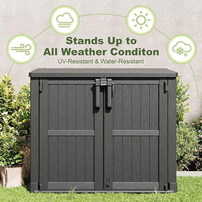 36 Cu Ft Horizontal Resin Storage Shed, Weatherproof Outdoor Storage Cabinet - Image 4