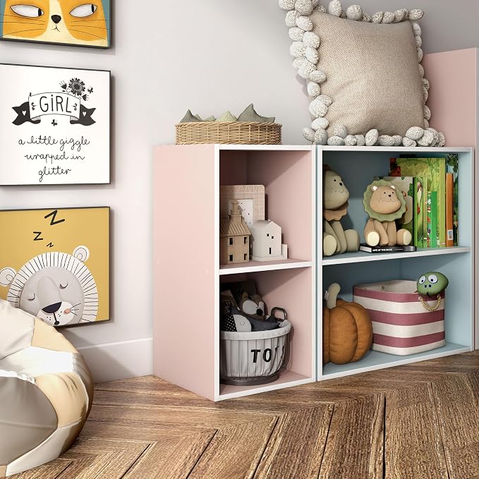 Homes: Inside + Out Apexa 2-Cube Storage Organizer Shelves, Stackable Wood - Image 8