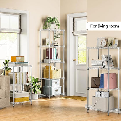5 Tiers Shelf Metal Storage Shelves Wire Rack Closet Organizers - Image 2