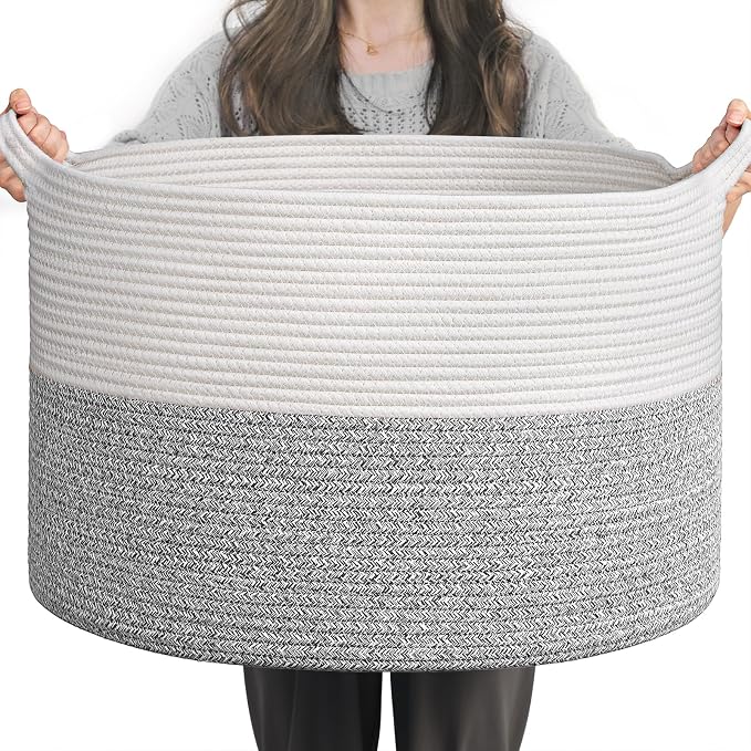 INDRESSME Large Blanket Basket, Laundry Toy Storage Baskets, Decorative Woven by INDRESSME