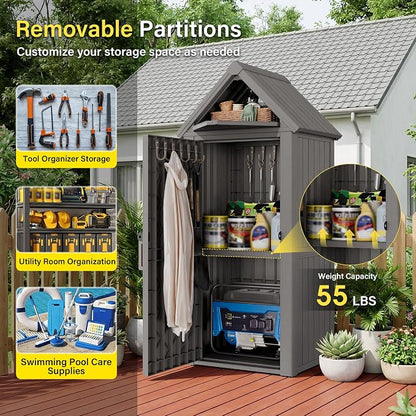 Bifanuo Deck Box Storage Shed Outdoor Storage Cabinet, Vertical Waterproof - Image 4