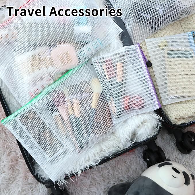 EOOUT 56pcs Mesh Zipper Pouch, Waterproof Zipper Bags, 8 Sizes Plastic Travel - Image 5
