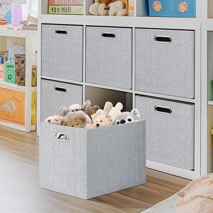 Posprica 15.12"x12.13"x12.01" Storage Cube Bins, Linen Decorative Closet - Image 3