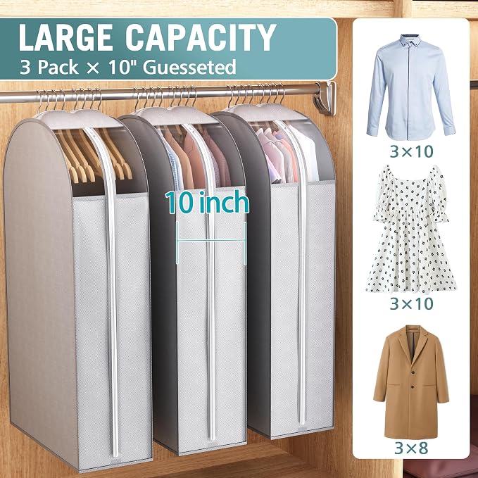 10" Gusseted Garment Bags for Hanging Clothes - Image 2