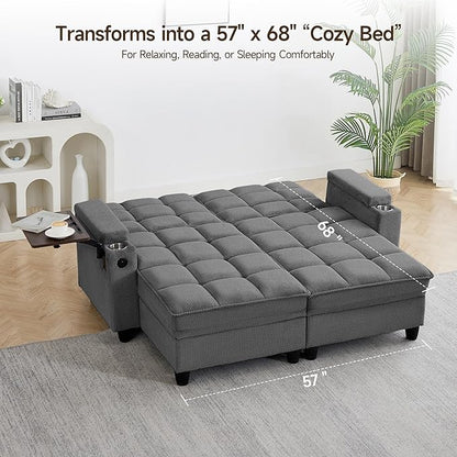 70.9" Chaise Lounge Chair Indoor, Oversized Boucle Upholstered Sofa Bed - Image 5