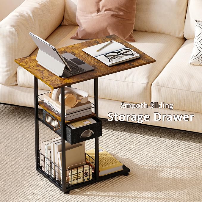 Rolling C-Shaped Side Table - Image 6
